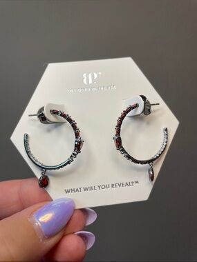 Bomb Party "Drip Discipline" Garnet CZ on Hematite $160 MSRP